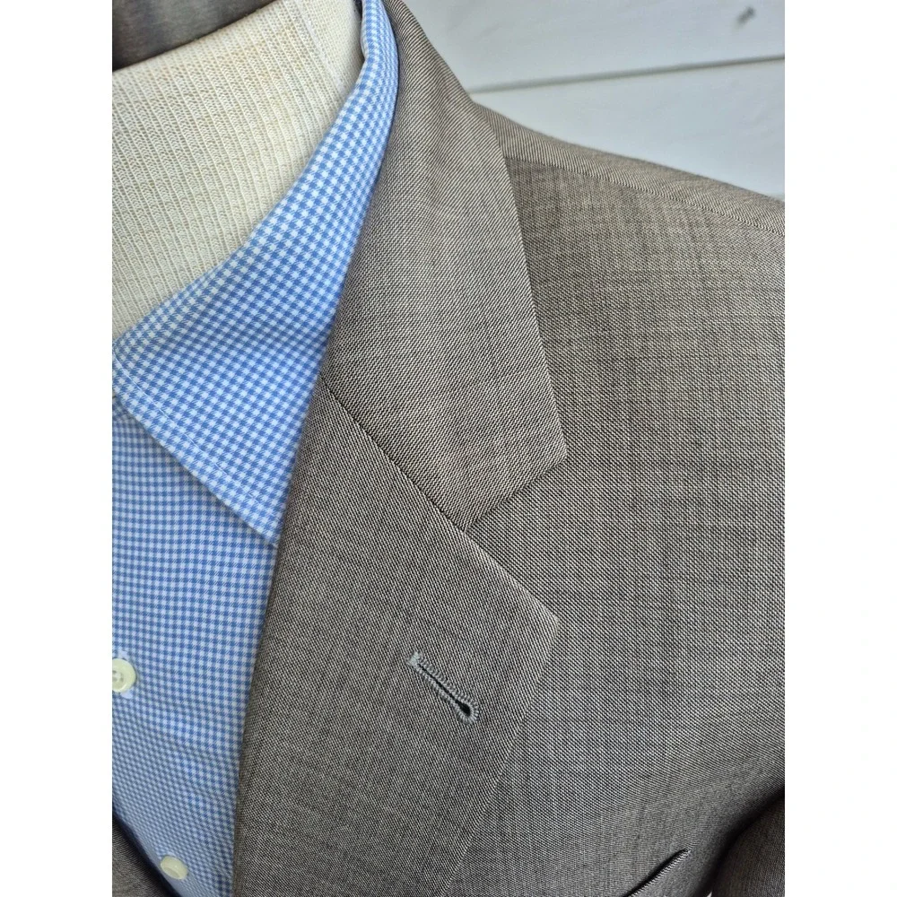Hugo Boss Vitale Barberis Canonico Super 110s Wool Tan Brown Sport Coat 40‎ R
